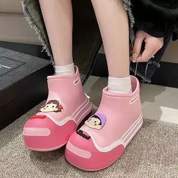 Женские корейские сапоги на платформе с рисунком из мультфильма Cute Fun EVA Rain Boots 37