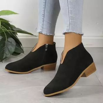 Женские короткие сапоги 2024 года, модные туфли-челси с острым носком и толстым каблуком, ботильоны с леопардовым принтом, готические ковбойские туфли-лодочки, женские сапоги с боковой молнией 42 цветной печати леопарда