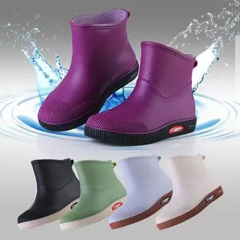 Женские короткие сапоги из ПВХ до щиколотки, водонепроницаемые, нескользящие, модные дизайнерские туфли для кухни и отдыха на открытом воздухе для женщин и дам 36-40