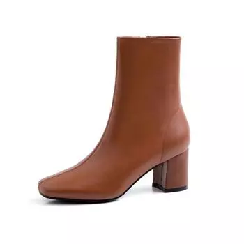 Женские короткие сапоги из воловьей кожи, однотонные ботинки martin на среднем каблуке с боковой молнией, осенне-зимние ботинки martin 34 чёрный