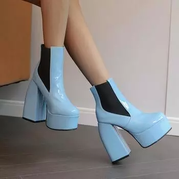 Женские короткие сапоги на высоком каблуке, сексуальные, в европейском и американском стиле, осень-зима, новые, водонепроницаемые, на толстом каблуке, большого размера, короткие сапоги 34 чёрный