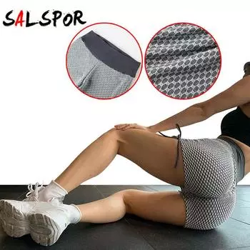 Женские короткие шорты с высокой эластичной резинкой на талии, шорты с эффектом пуш-ап для тренировок, шорты на шнуровке