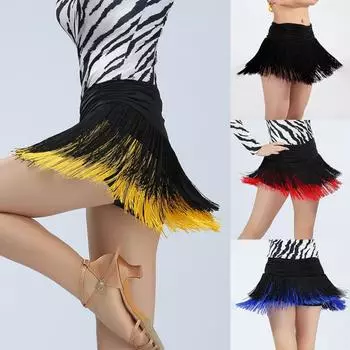 Женские короткие юбки для латинских танцев с тройной бахромой и шортами L