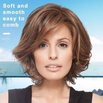 Женские короткие вьющиеся парики с частичной прической, естественный вид, парики из высокотемпературного шелкового волоса, долговечный модный пушистый парик коричневого цвета коричневый