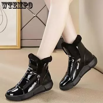 Женские короткие зимние ботинки, плюшевая теплая обувь, зимняя нескользящая хлопковая обувь, женские ботинки больших размеров на плоской подошве 40 белый