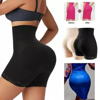 Женские Корректирующее белье для ягодиц, шорты для тренировки талии, шорты для мальчиков, трусики с подкладкой для задницы, усилитель бедер, формирователь тела, нижнее белье для похудения S чёрный