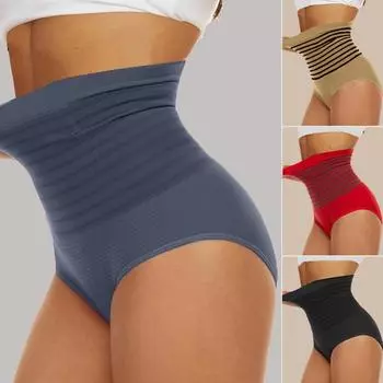 Женские корректирующие трусики с высокой талией, дышащие трусики для похудения, нижнее белье для живота, корректирующее белье XS чёрный