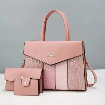 Женские кошельки и сумки через плечо, комплект из 3 предметов, женская композитная сумка, текстурная сумка-сплайсинг, женская сумка через плечо большой емкости