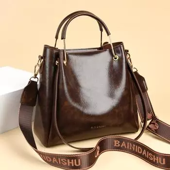 Женские кошельки и сумки из искусственной кожи Сумки-портфели с верхней ручкой Рабочие сумки-тоут для женщин Сумки-хобо через плечо Сумка-ведро большого размера чёрный