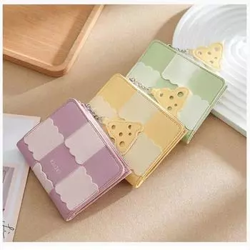 Женские кошельки из искусственной кожи, женский кошелек, мини-засов, однотонный держатель для нескольких карт, короткие кошельки для монет, тонкий маленький кошелек на молнии, женский кошелек зелёный