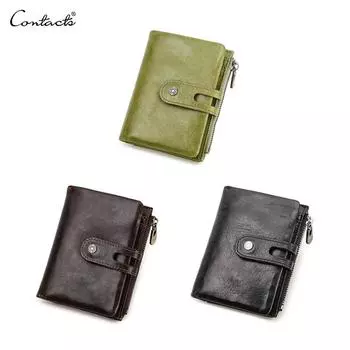 Женские кошельки из натуральной кожи, короткий держатель для карт с защитой от потери Airtag, кошелек на молнии, кошелек для монет, женские кошельки, мини-сумка для денег с RFID-меткой зелёный