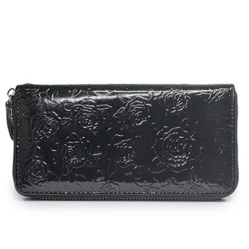 Женские кошельки из натуральной кожи с узором на молнии, кошельки для монет, брендовые женские держатели для удостоверений личности, женские сумки для денег, клатчи 19cm*2.5cm*9.5cm чёрный