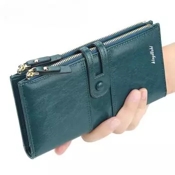 Женские кошельки, модный длинный кошелек из искусственной кожи, высокое качество, держатель для карт, классический женский кошелек на молнии, брендовый кошелек для женщин чёрный
