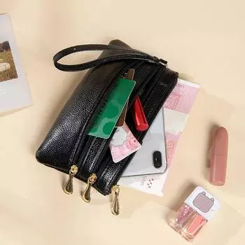 Женские кошельки с карманом для монет и денег на двойной молнии, мягкие женские кошельки из искусственной кожи, большой вместительный женский кошелек с ремешком на запястье