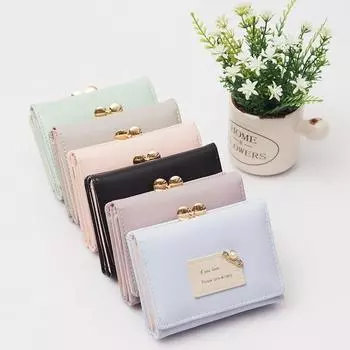 Женские кошельки, женский короткий дизайн, модный тройной кошелек, простой милый студенческий клатч, кошелек для монет синий