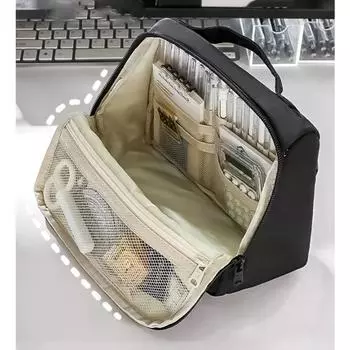 Женские косметички, большая вместительная сумка для ручек, черный простой японский пенал, канцелярские сумки для хранения, сумки