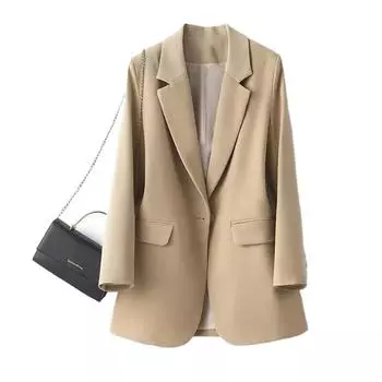 Женские костюмы, пиджаки на весну и осень, корейская мода, пальто, повседневный пиджак с прорезными карманами, британский формальный деловой пиджак, куртка S розовый