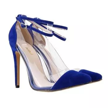 Женские кожаные туфли-лодочки Mary Jane из бархата на высоком каблуке с острым носком для вечеринок и свадьбы 35 чёрный