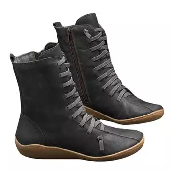 Женские кожаные ботильоны MAITA, винтажная повседневная обувь, брендовый дизайн, ботинки ручной работы в стиле ретро 43 чёрный