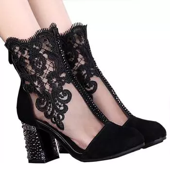 Женские кожаные ботинки Jacobs на шнуровке больших размеров из нубука 35 чёрный