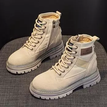 Женские кожаные ботинки-пустынники с круглым носком и плюшевой подкладкой, короткие мотоциклетные ботинки для тепла, повседневная, удобная, универсальная обувь 35 верблюд