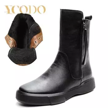 Женские кожаные ботинки средней длины из натуральной кожи, женская повседневная обувь на плоской подошве