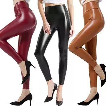 Женские кожаные брюки, ультрамягкие эластичные кожаные леггинсы, женские модные утягивающие брюки-карандаш с высокой талией S зелёный