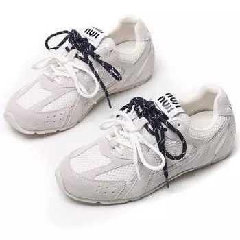 Женские кожаные кроссовки Dexun осень 2024 года: Двухцветные шнурки, стиль Форреста Гампа, повседневные туфли для папы 36