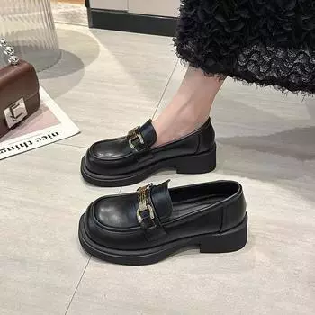 Женские кожаные кроссовки в стиле преппи на толстой подошве с высоким каблуком, новые весенне-осенние модные британские туфли 35