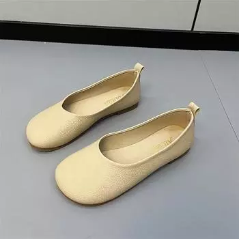 Женские кожаные лоферы без шнуровки, весенне-осенние модные балетки, женские повседневные милые туфли для медсестер с круглым носком на плоской подошве 35