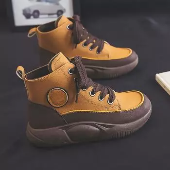 Женские кожаные милые повседневные ботинки Retro Martin с большим голенищем и дышащей подошвой 2023 года 37 зелёный