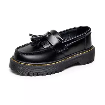 Женские кожаные мокасины Adrian Tassel Bex в британском стиле — модные туфли без застежек 42 чёрный