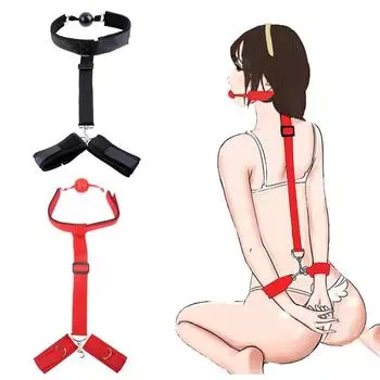 Женские кожаные наручники на шею, ротовой шарик, браслет, фетиш, бондаж, эротические секс-игрушки, БДСМ, сдержанность, секс-игрушка для пар, взрослых, сексуальная га