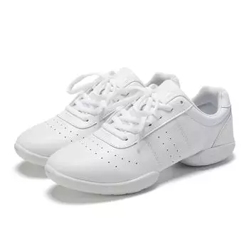 Женские кожаные современные танцевальные туфли на мягкой подошве, танцевальная обувь среднего размера для практики, танцевальная обувь для джаза, танцевальные сетчатые кроссовки 31 белый