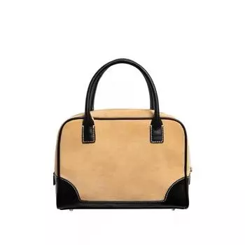 Женские кожаные сумки с верхней ручкой Простые контрастные женские сумки через плечо Повседневные сумки Boston Crossbody Винтажные женские сумки