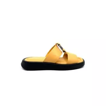 Женские кожаные тапочки Siera Горчица Новые летние удобные дышащие повседневные качественные стильные легкие сандалии