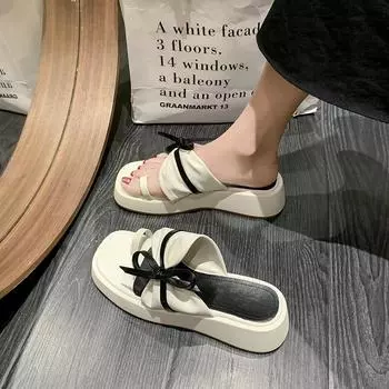 Женские кожаные тапочки высокого качества, уличные пляжные сандалии на плоской подошве, новая летняя повседневная удобная обувь, нескользящие женские шлепанцы на платформе 35 зелёный