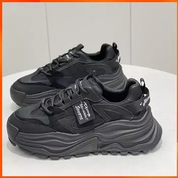 Женские кожаные туфли для папы на толстой подошве, осенние новые универсальные уличные спортивные повседневные туфли 37 зелёный