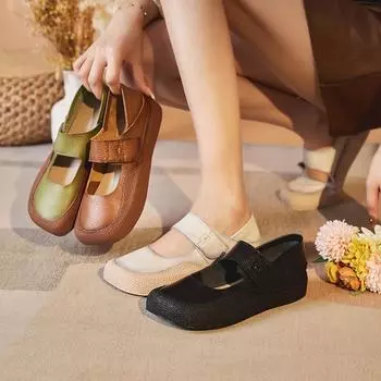Женские кожаные туфли Мэри Джейн на плоской подошве с круглым носком и массивной платформой, удобные нарядные туфли без застежек, рабочие туфли Мэри Джейн для женщин 35