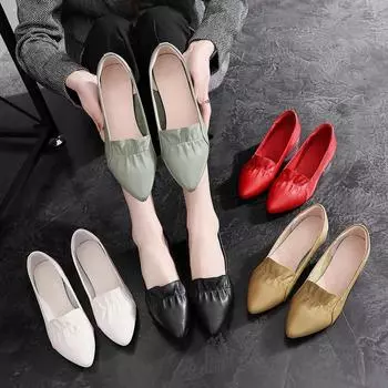 Женские кожаные туфли модные банкетные туфли красные остроносые туфли новая серия 35