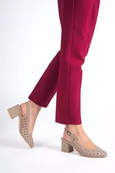 Женские кожаные туфли на каблуке из натуральной кожи норки