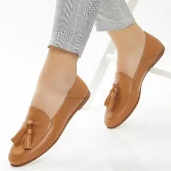 Женские кожаные туфли на плоской подошве из натуральной кожи