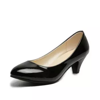 Женские кожаные туфли на среднем каблуке, новые туфли высокого качества, классические черные и;Белые туфли для офисных дам. Белые туфли на высоком каблуке. Красные сексуальные туфли на каблуке. 34 чёрный