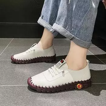 Женские кожаные туфли, сшитые вручную из воловьей кожи, мягкие туфли-оксфорды, женские повседневные износостойкие туфли, женские кроссовки 35