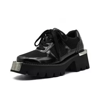 Женские кожаные туфли в стиле панк, женские ботильоны на платформе и шнуровке, готические ботильоны, кроссовки из искусственной кожи с металлическим декором и толстой подошвой 36