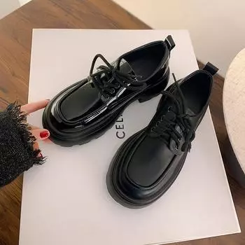 Женские кожаные туфли Женские повседневные туфли на платформе Натуральная кожа Шнуровка Универсальные лоферы 35