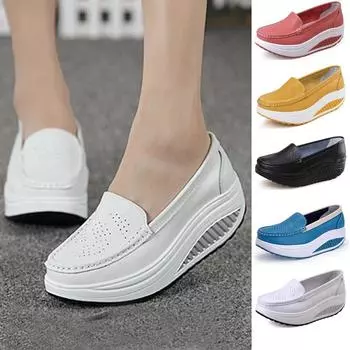 Женские кожаные женские туфли на плоской подошве для девочек, повседневные удобные лоферы на низком каблуке, туфли для медсестер 41 белый