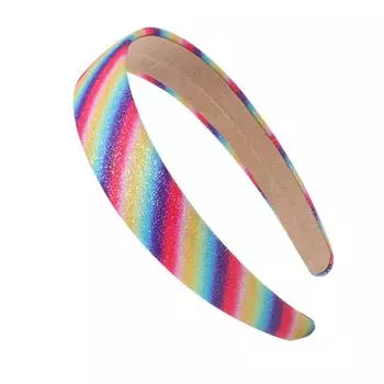 Женские красивые блестящие красочные радужные полосатые повязки на голову Модные головные уборы для девочек на каждый день, для улицы, для вечеринки