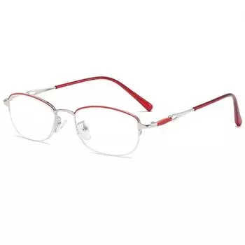 Женские красные металлические очки с защитой от синего света, классические полуоправные очки для чтения, очки для пресбиопии, очки для дальнего видения + 1,0 ~ + 4,0 Strength 1.00 чёрный