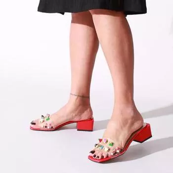 Женские красные прозрачные тапочки